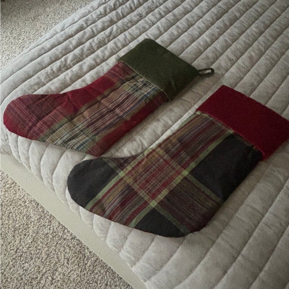 Pottery Barn Plaid Holiday Stockings - Red and Green